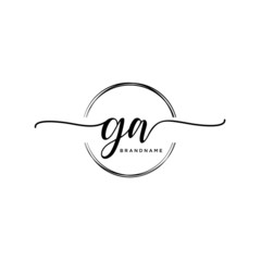 GA Initial handwriting logo with circle template vector.