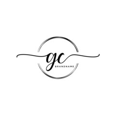 GC Initial handwriting logo with circle template vector.