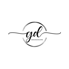 GD Initial handwriting logo with circle template vector.