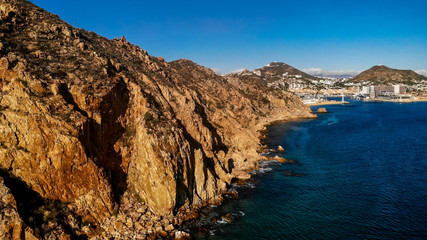 Fototapeta premium Pelican Rock is a famous snorkeling spot near the The Arch of Cabo San Lucas