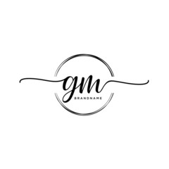 GM Initial handwriting logo with circle template vector.