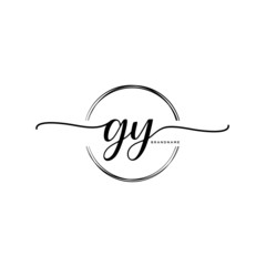 GY Initial handwriting logo with circle template vector.