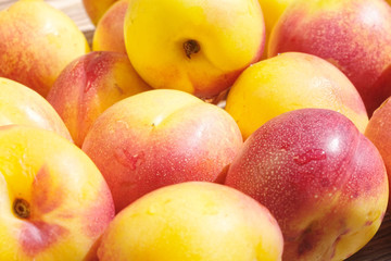Nectarine Close-Up On A Wooden Table
