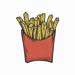 Hand drawing vintage french fries vector illustration