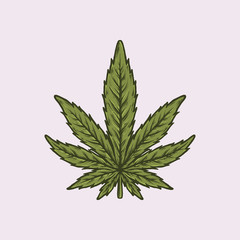 Handdrawn vintage cannabis vector illustration