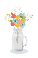 Flowers inside vase vector design