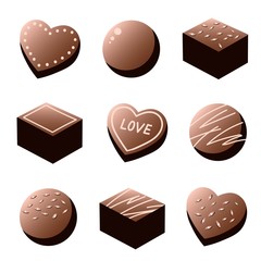 バレンタイン用チョコレートのイラストセット