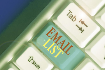 Conceptual hand writing showing Email List. Concept meaning widespread distribution of information to analysisy Internet users