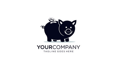 Black pig saving money logo design