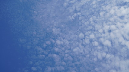 White cloud and blue sky background with copy space