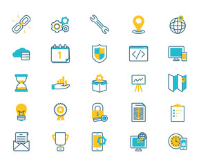 elearning and business set icons