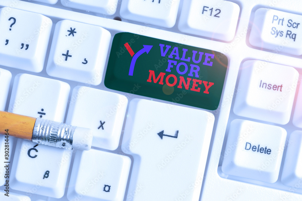 Poster handwriting text value for money. conceptual photo reference to something is well worth the money sp