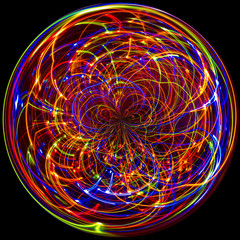 Digital Art: holiday lights manipulated into an orb