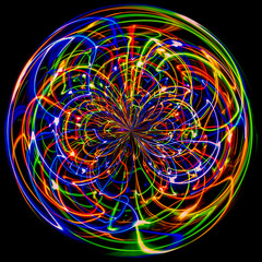 Digital Art: holiday lights manipulated into an orb