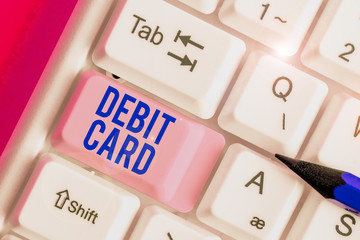 Handwriting text Debit Card. Conceptual photo card that deducts money directly from a demonstrating s is checking account
