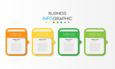 Vector infographic design template with 4 options or steps. Can be used for process diagram, workflow layout, info graph, annual report, flow chart. Vector Illustration