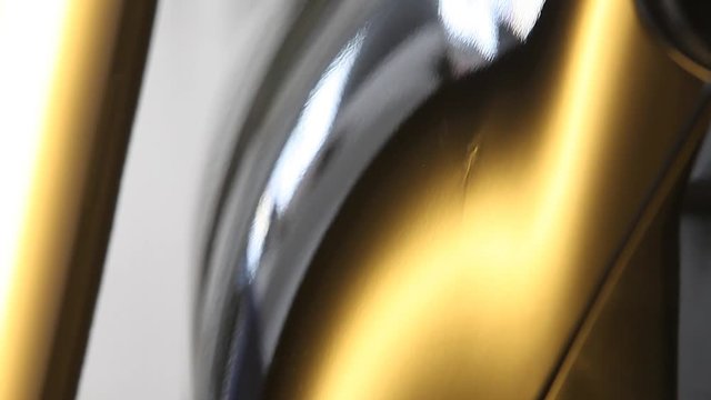 rectification of dents on the metal surface of the car. Metal heating, reflection on the car