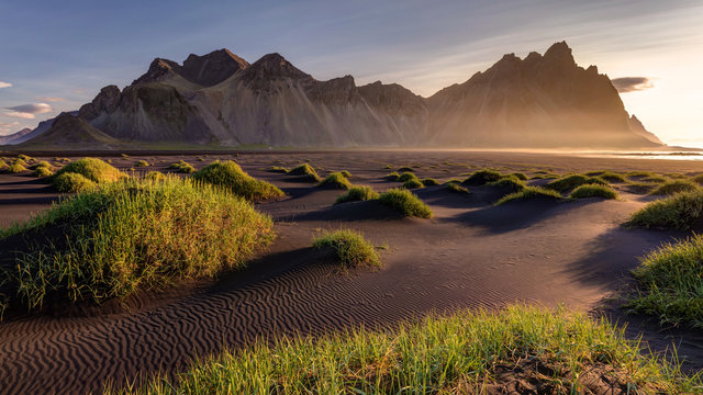 Vestrahorn Sunrise In The South East Of Iceland