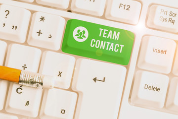 Handwriting text writing Team Contact. Conceptual photo The interaction of the individuals on a...