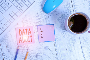 Word writing text Data Audit. Business photo showcasing auditing of data to assess its quality for...