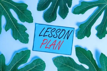 Writing note showing Lesson Plan. Business concept for a teacher s is detailed description of the...