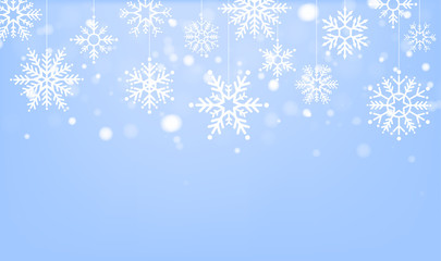 Naklejka na ściany i meble Merry Christmas and Happy New Year background with Christmas tree made of snowflakes. Vector illustration