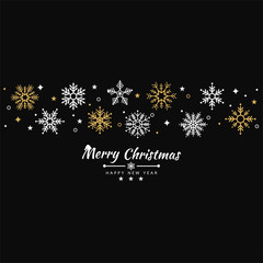 Merry Christmas background with Snowflake icons banner for cover, poster, card. Vector illustration