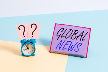 Word writing text Global News. Business photo showcasing world noteworthy information about recent...