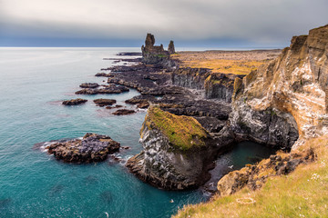 Látrabjarg bird-watching sea cliffs in the remote Westfjords of Iceland