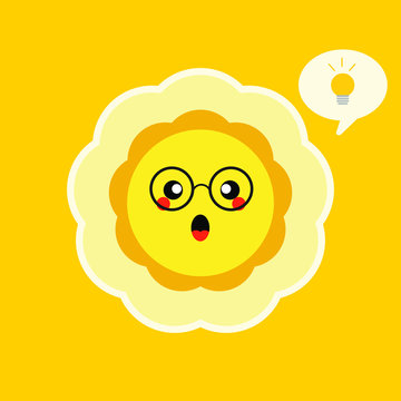 cute sunflower character mascot flat design vector illustration