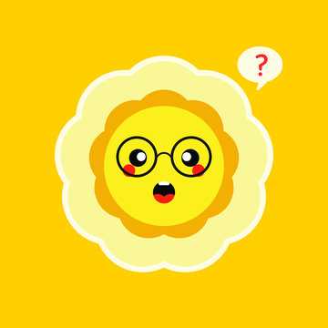 cute sunflower character mascot flat design vector illustration