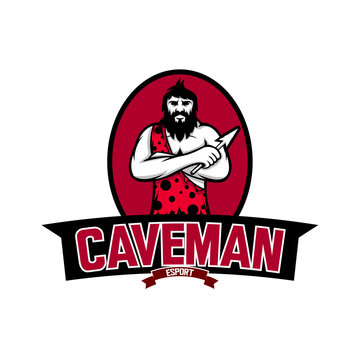 Caveman Mascot Logo For E Sports Team