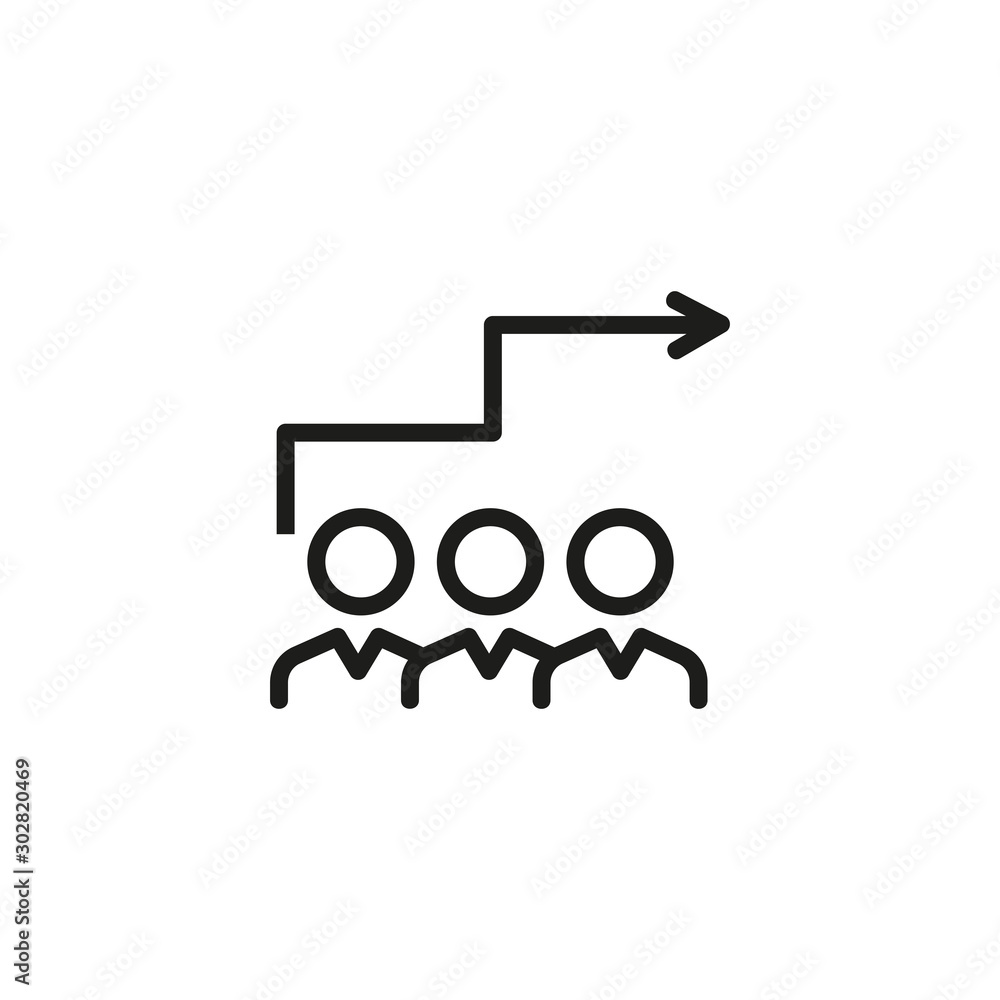 Poster career competition thin line icon. group of employees and arrow stairs isolated outline sign. job se