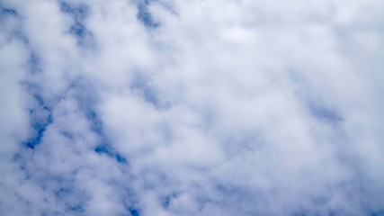White cloud and blue sky background with copy space