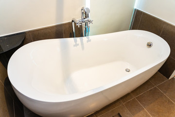 Beautiful luxury white bathtub decoration interior