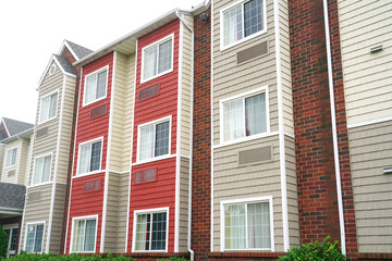close up on modern rental apartment buildings
