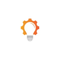Gear lamp logo template vector icon design