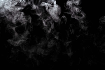 Abstract powder or smoke effect isolated on black background,Out of focus