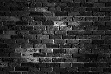 black brick wall construction for background