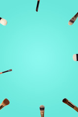 Set of make up brushes for face and eyes. Essential tools for applying make up product on face....