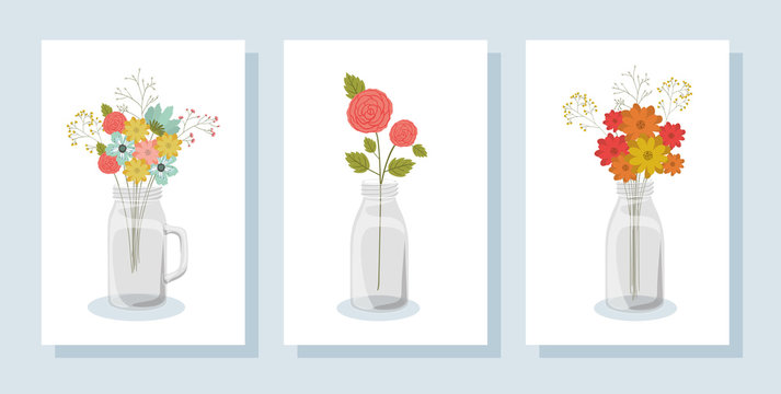 Flowers inside vase vector design