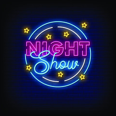 Night Show Neon Signs Style Text Vector