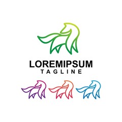 Colorful Horse Logo Design With Line