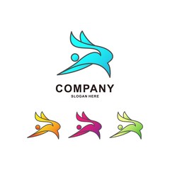 Colorful Rabbit Logo Design With Outline