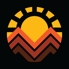 Sunset Mountain Line Graphic Illustration Vector Art T-shirt Design