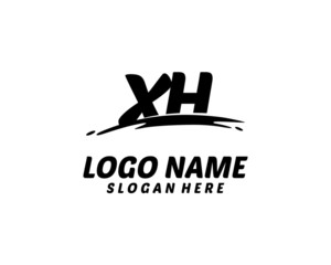 XH Initial with splash logo vector