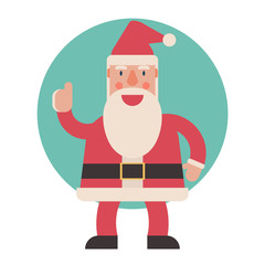 Santa Claus hand thumb up, Merry Christmas, winter holiday. cartoon character flat vector illustration. 