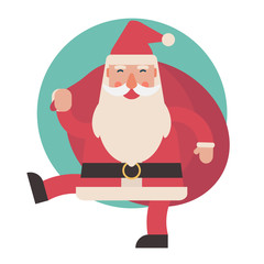Santa Claus holding present sack on shoulder, Merry Christmas, winter holiday. cartoon character flat vector illustration. 