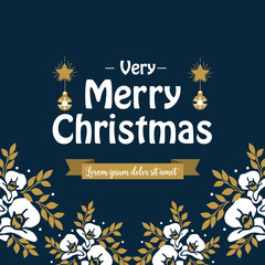 Fototapeta premium Card very merry christmas, with decoration white wreath frame background. Vector