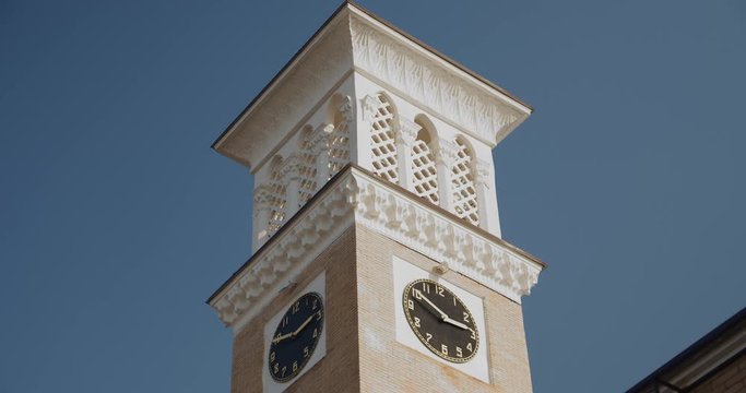 Close up Tashkent chimes at the square of Amir Temur. Autumn in Uzbekistan.